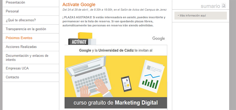 Google formará la próxima semana en competencias digitales a jóvenes gaditanos en la Universidad de Cádiz
