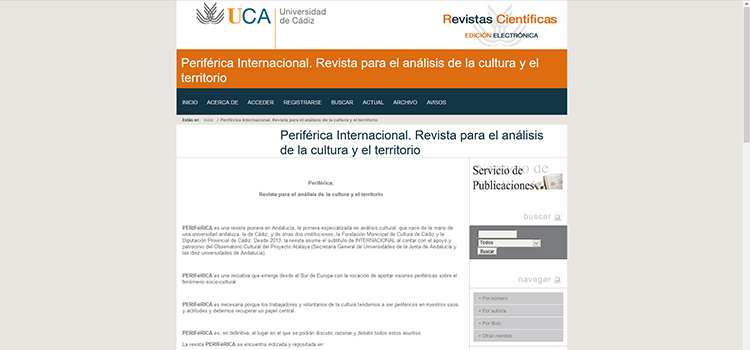 La Universidad de Cádiz presenta el próximo miércoles 21 la revista ‘Periférica’ en la sede de la OEI en Madrid