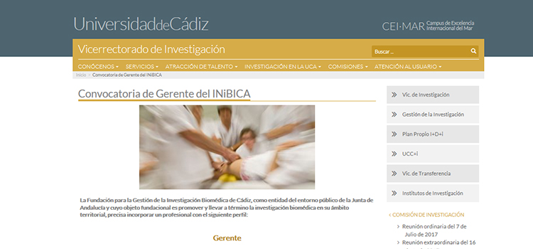 Abierta la convocatoria para iniciar el proceso de selección para el puesto de gerente del INiBICA