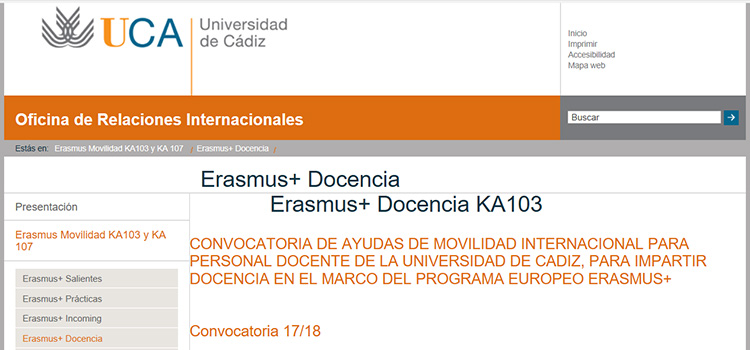Abierto el plazo para 107 ayudas de movilidad internacional para personal docente de la UCA en Europa