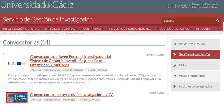 La UCA amplía hasta el 10 de noviembre el plazo para los 118 contratos de Personal Investigador del Sistema de Garantía Juvenil