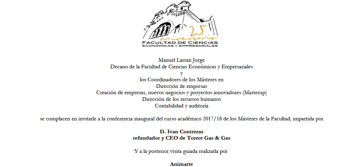 Conferencia Inaugural de los Másteres de la Facultad de CC. Económicas y Empresariales