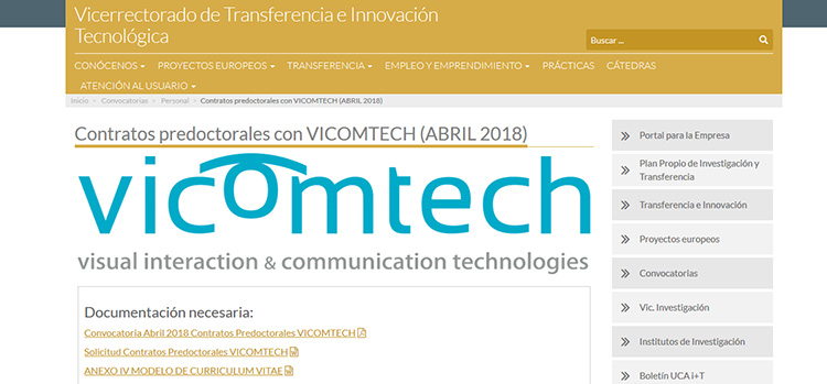 UCA annonce un contrat pré-doctoral pour une thèse industrielle chez VICOMTECH
