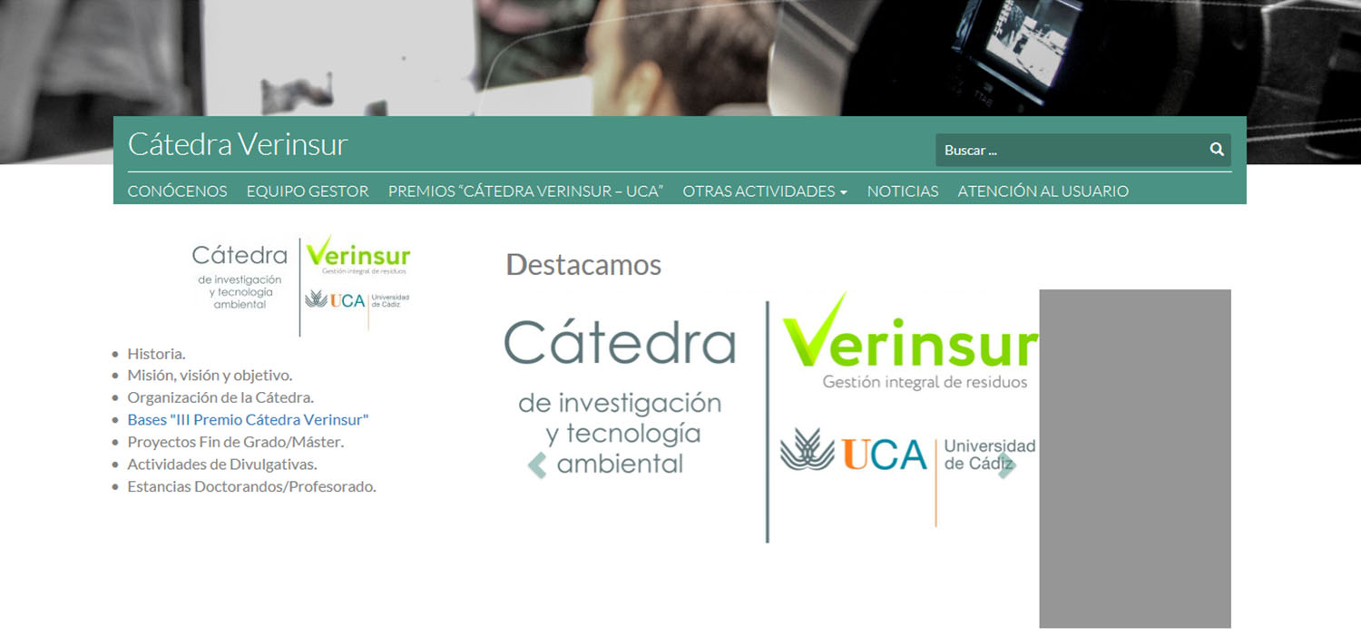 El III Premio Cátedra Verinsur–UCA se entregará en las jornadas sobre innovación en la gestión de residuos