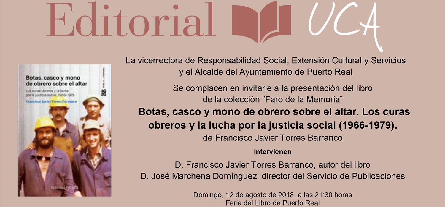 El sello Editorial UCA presenta ‘Los Curas Obreros’ en la Feria del Libro de Puerto Real
