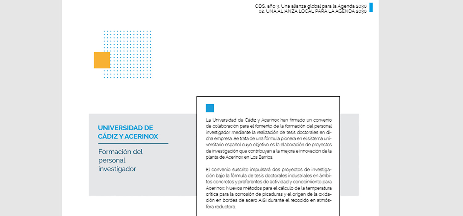 Naciones Unidas reconoce las tesis doctorales de UCA y Acerinox como modelo de formación dual