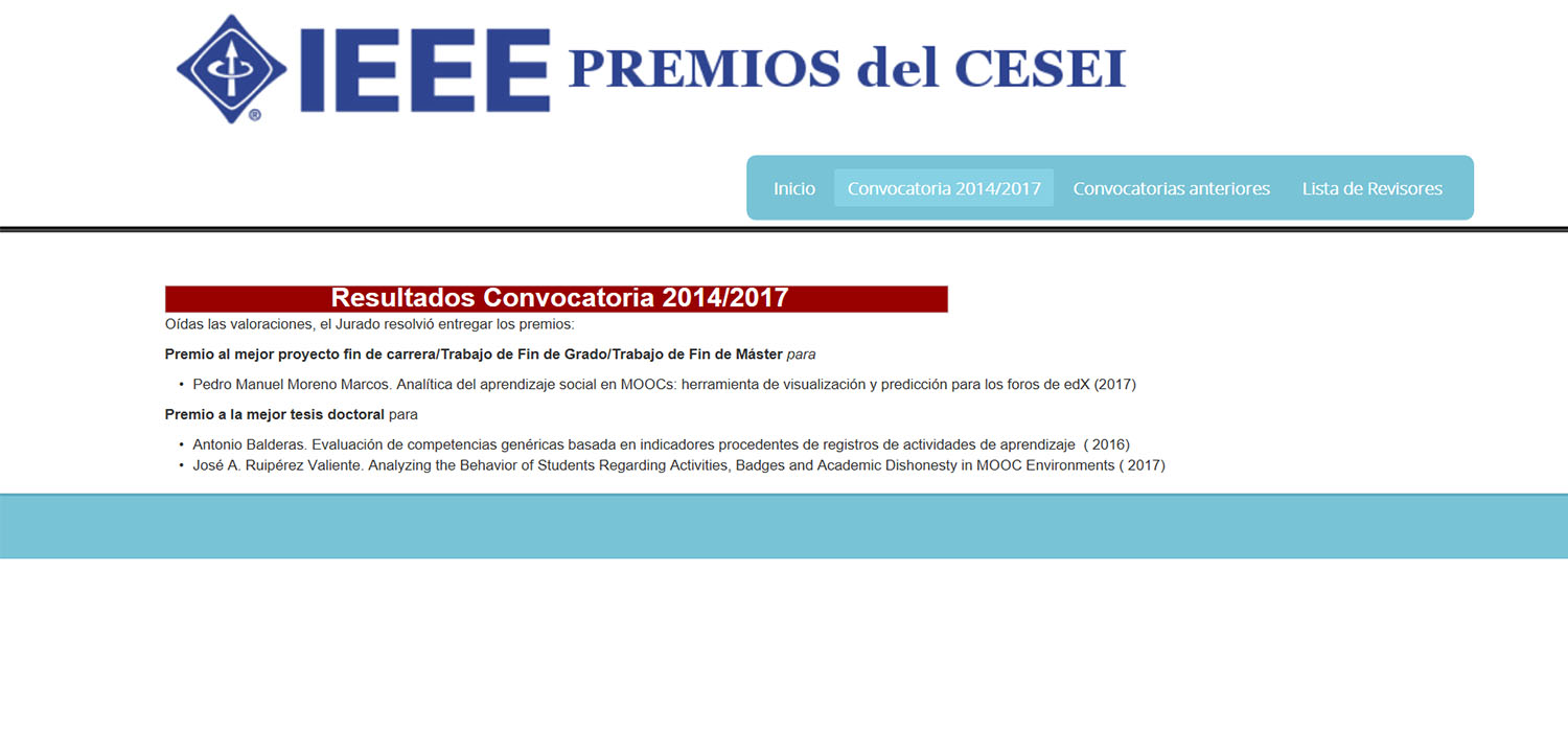 Antonio Balderas gana el premio del CESEI a la mejor tesis doctoral en el ámbito de las TICs aplicadas al aprendizaje