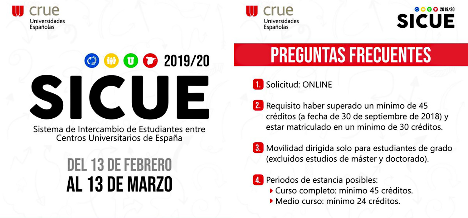 Abierto el plazo de solicitud para el programa de movilidad de estudiantes SICUE 2019/20