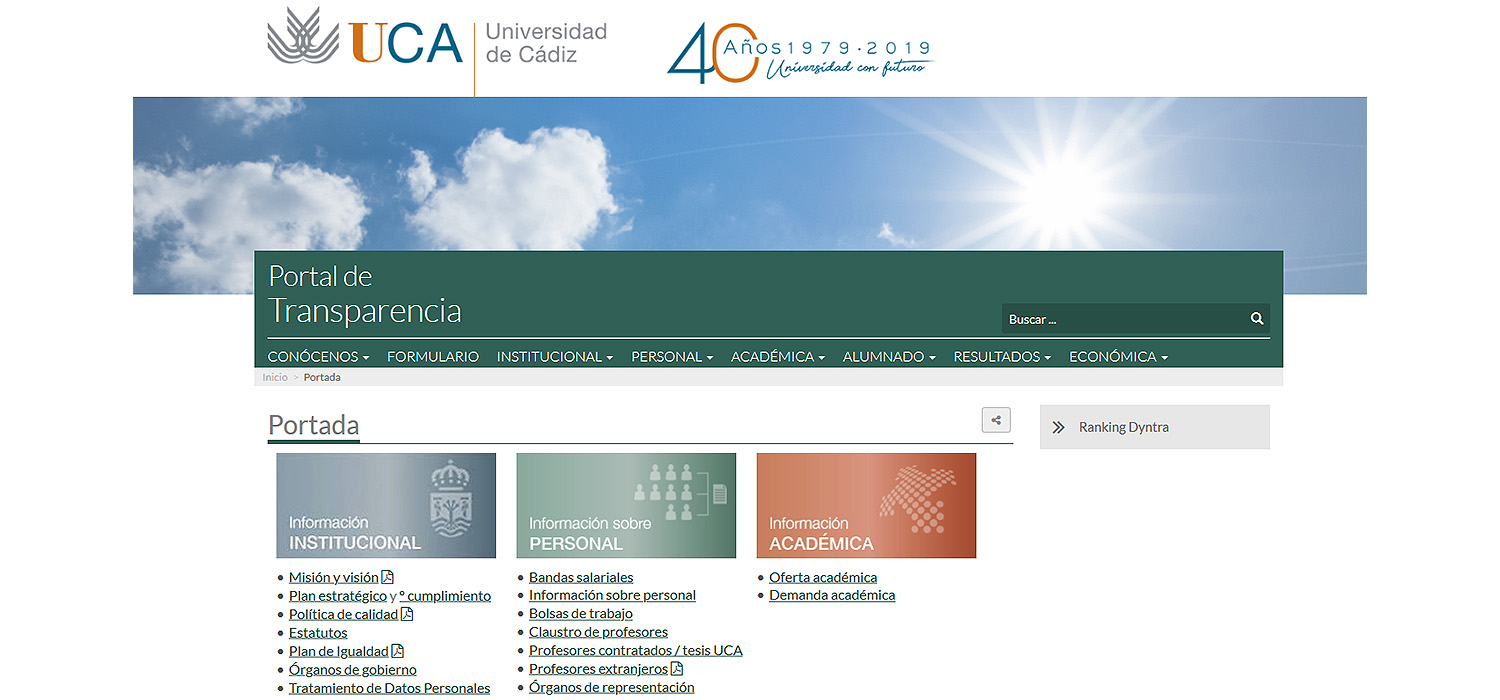 La UCA alcanza el tercer puesto del ranking de transparencia de las universidades españolas