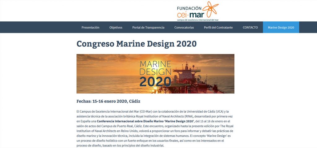 CEI·Mar celebrará en Cádiz la conferencia internacional ‘Marine Design 2020’ el próximo mes de enero