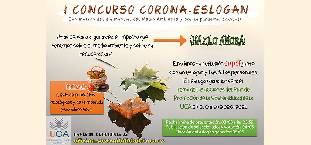 La Universidad de Cádiz impulsa el I Concurso ‘Corona – Eslogan’ con motivo del Día Mundial del Medio Ambiente