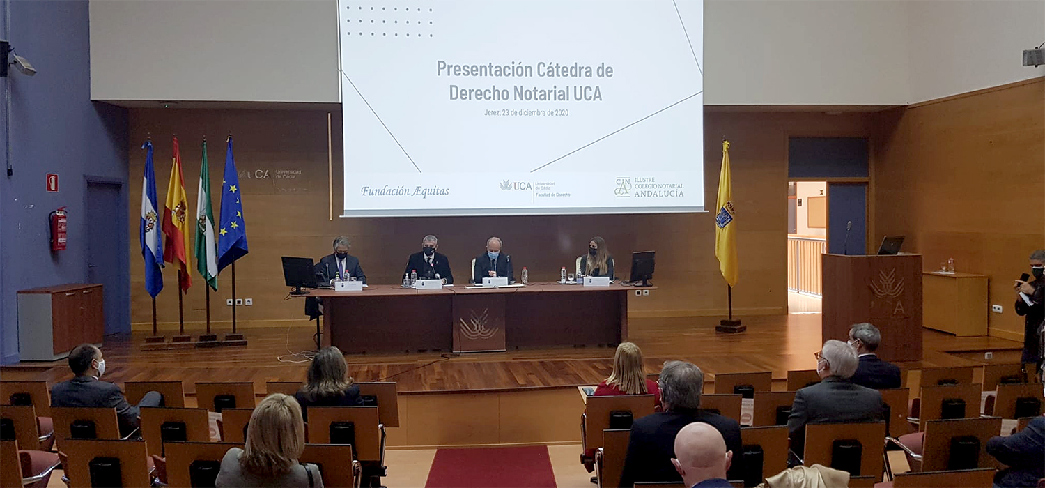 UCA, Colegio de Notarios de Andalucía y Fundación Æquitas presentan la Cátedra de Derecho Notarial en Jerez
