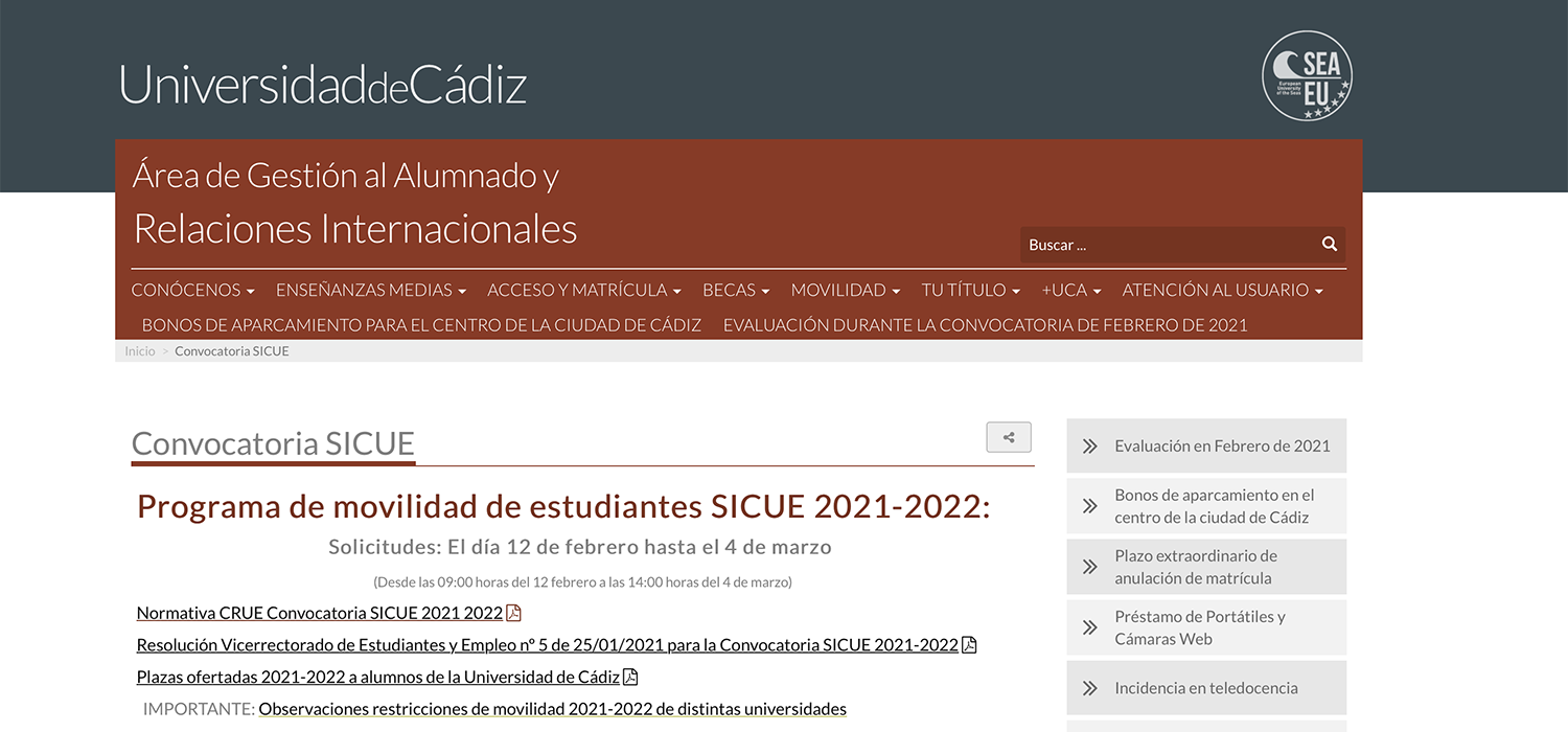 Abierto el plazo de Solicitudes de MOVILIDAD NACIONAL SICUE 2021-2022