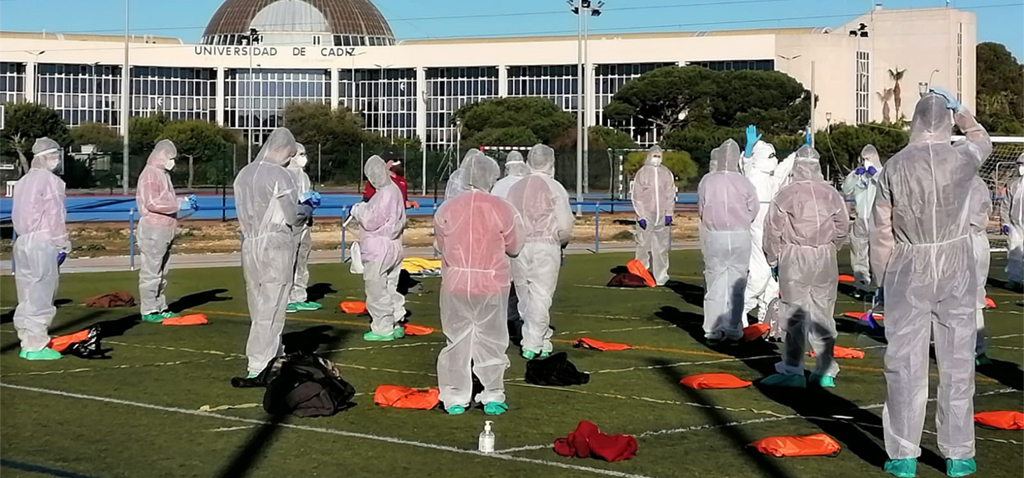 95 estudiantes de Fisioterapia participan en un simulacro de atención sanitaria en el Campus de Puerto Real