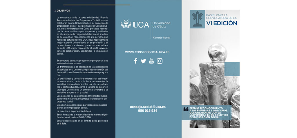 El Consejo Social de la UCA convoca el VI Premio a la Implicación Social
