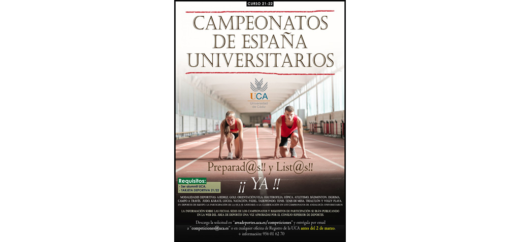 El plazo de inscripción a los Campeonatos de España Universitarios finaliza el 2 de marzo