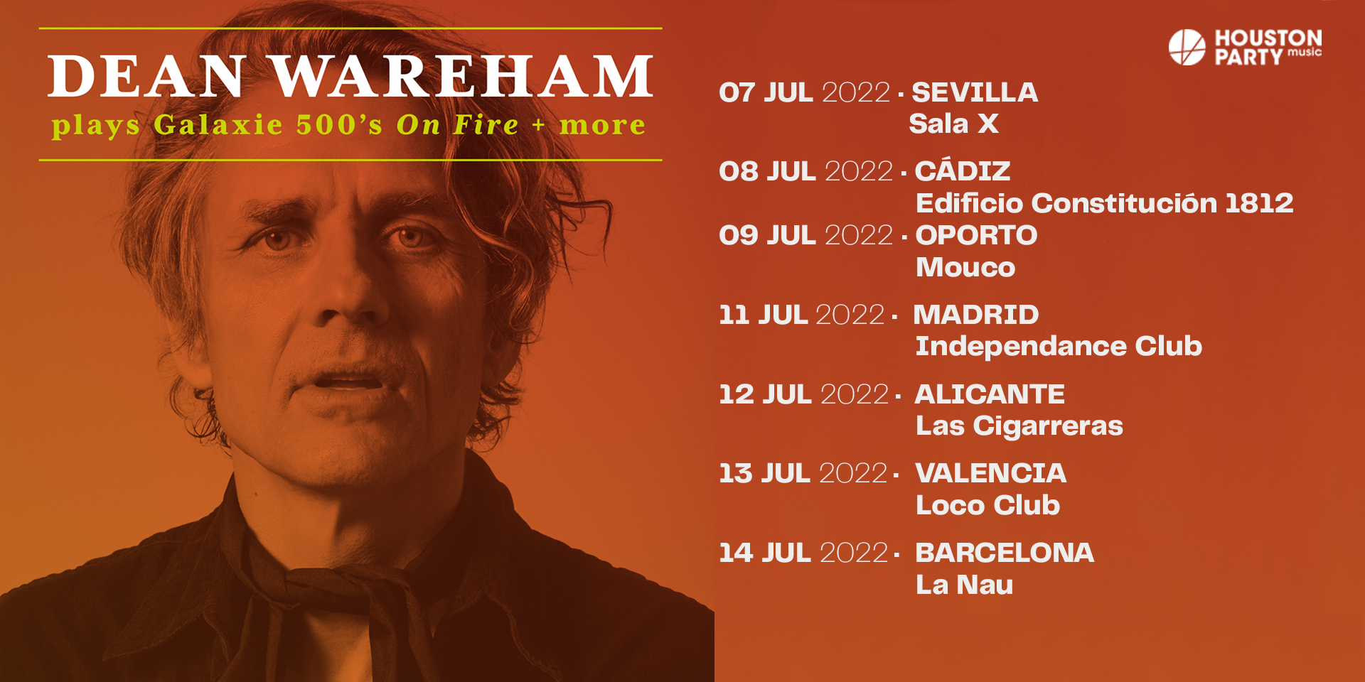 La gira ‘Dean Wareham plays Galaxie 500 ‘s On Fire + More’ recalará en Campus Rock Cádiz