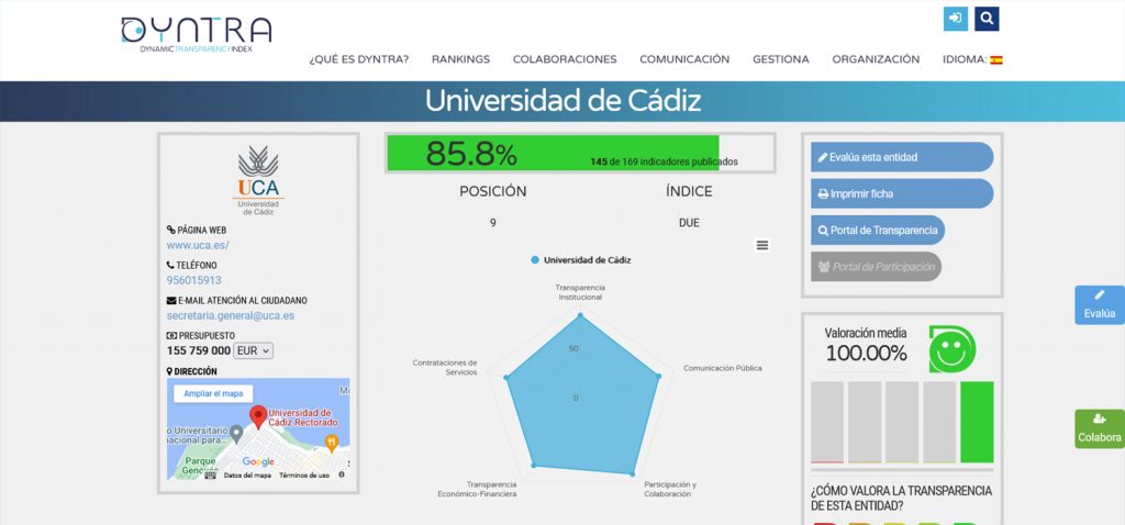 La UCA se consolida en el top de las universidades más transparentes de España