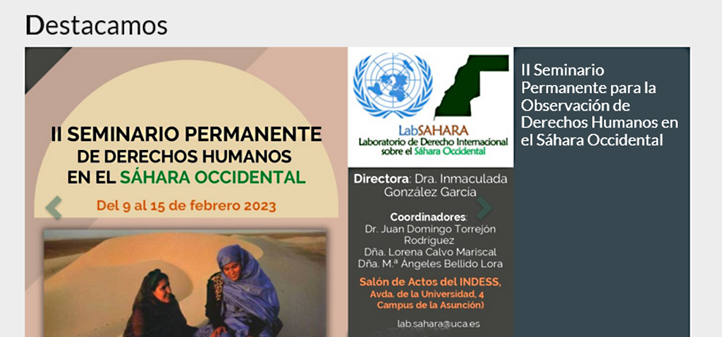 El II Seminario permanente de Derechos Humanos en el Sáhara Occidental se celebrará en el Campus de Jerez