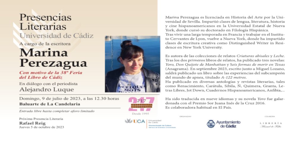 La escritora Marina Perezagua, este domingo en las Presencias Literarias de la UCA