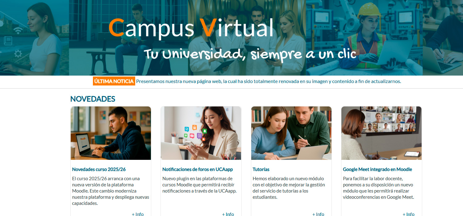 La UCA renueva su Campus Virtual para mejorar la experiencia y facilitar el acceso a los recursos académicos