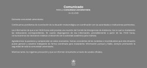La UCA continúa coordinada con las autoridades ante la evolución de la situación meteorológica