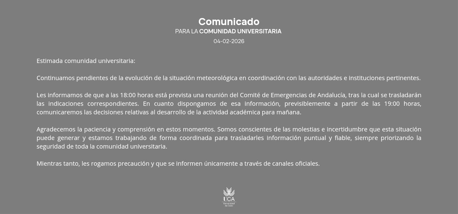 La UCA continúa coordinada con las autoridades ante la evolución de la situación meteorológica