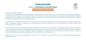 Comunicado a la comunidad universitaria sobre la evolución del temporal y las próximas actuaciones