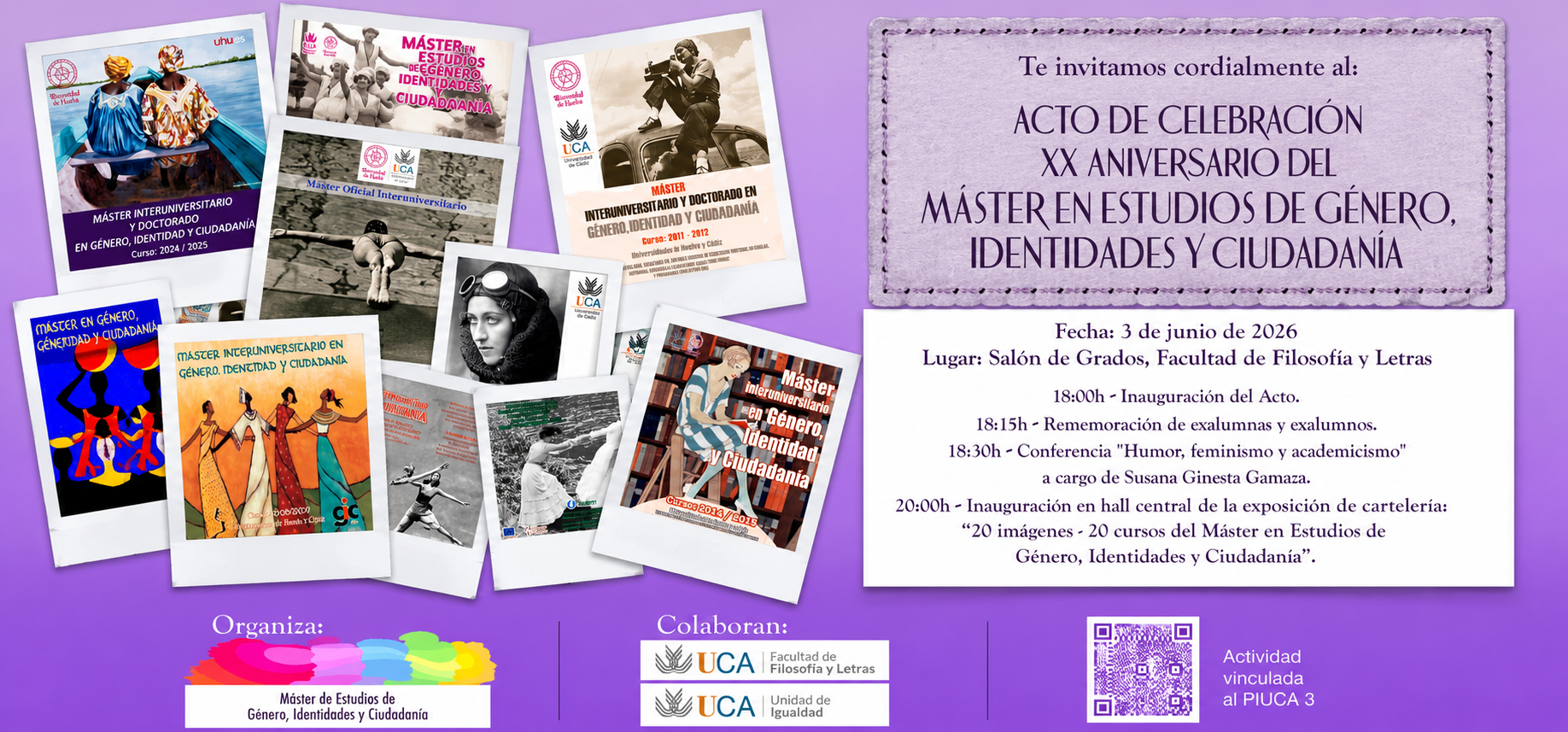 Celebración del XX Aniversario Master en Estudios de Género, Identidades y Ciudadanía