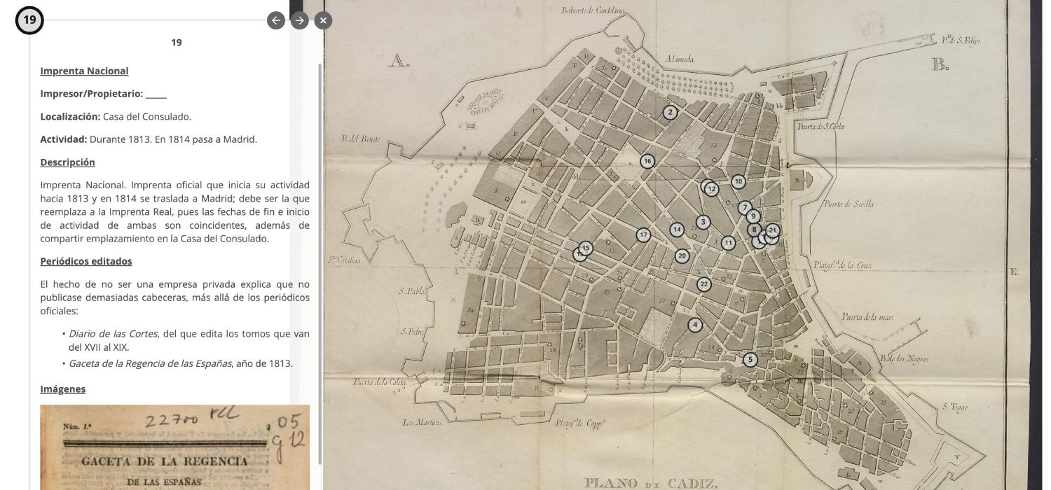 El In-EMHis desarrolla un mapa interactivo sobre la prensa y las imprentas del Cádiz de las Cortes