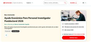 El plazo para solicitar las Becas Santander Investigación Postdoctoral de la UCA finaliza el 1 de...
